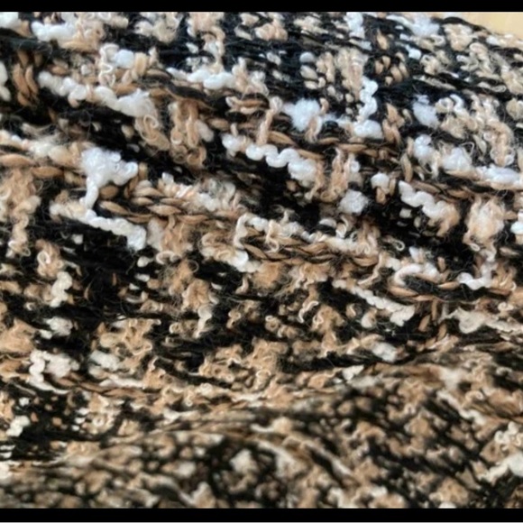 SHEIN Black/Tan/White Plaid Pattern Slit Back Tweed Over The Knee Skirt Sz(M) - Picture 5 of 8